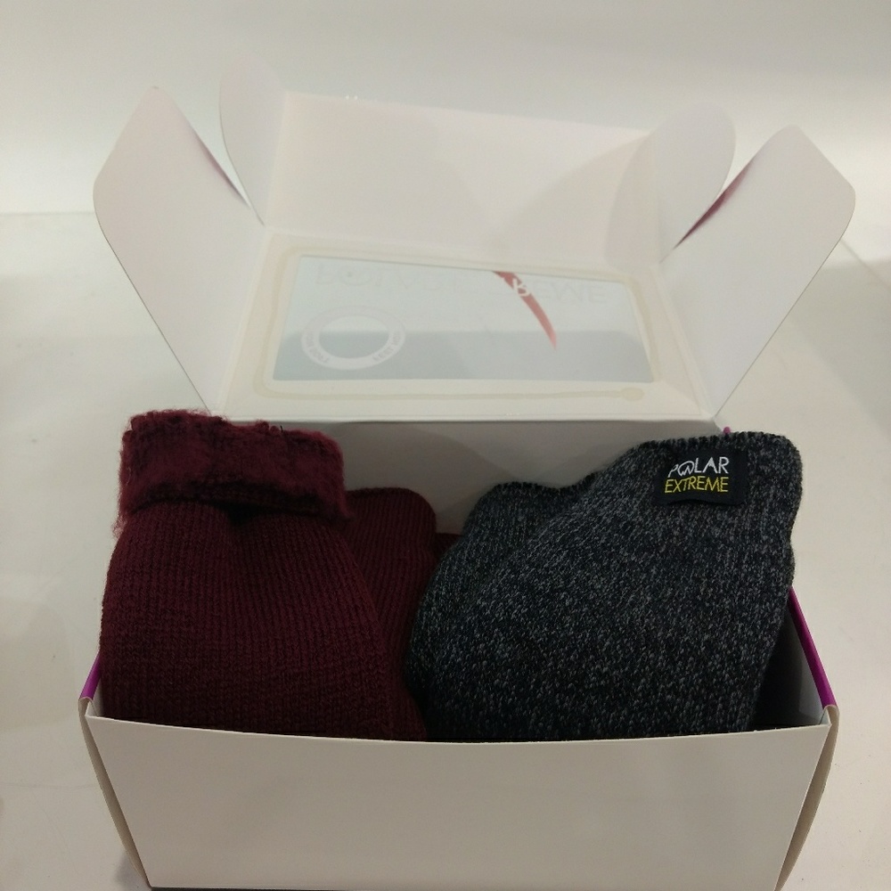 Polar Extreme Socks, Burgundy & Charcoal, Gift Box